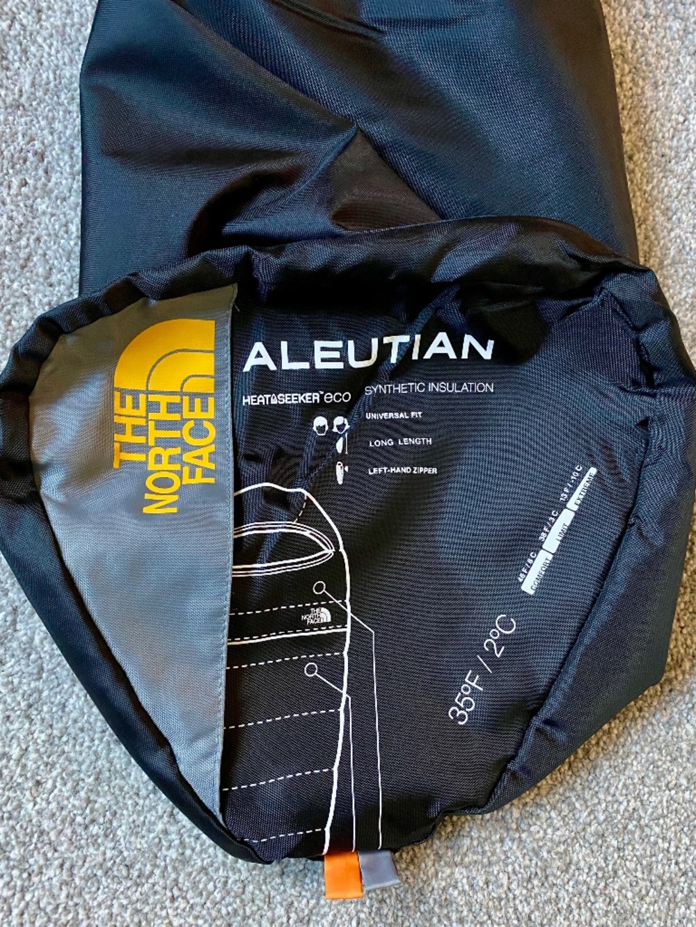 Sleeping Bag North Face Aleutian Synthetic Long Length Mummy Left Zipper 35deg - Picture 9 of 16